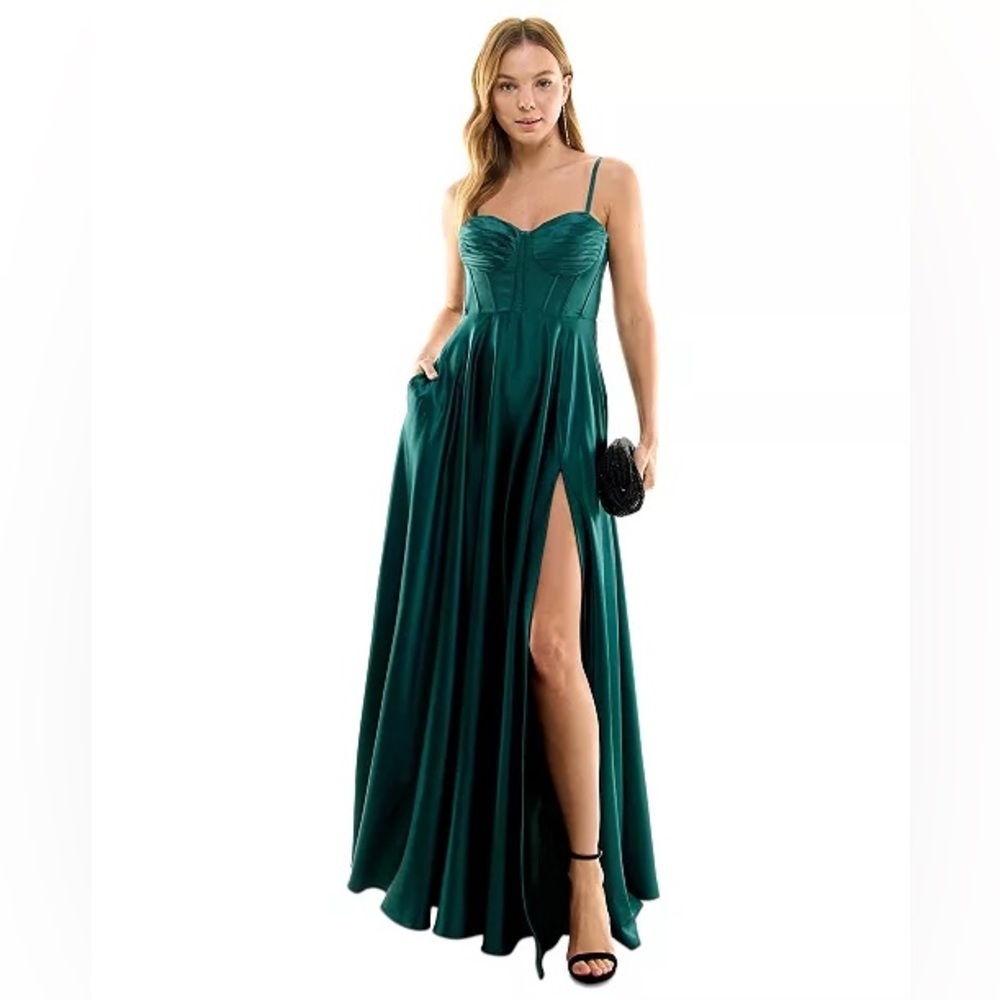 Macy’s B Darlin Corset High-Slit Gown